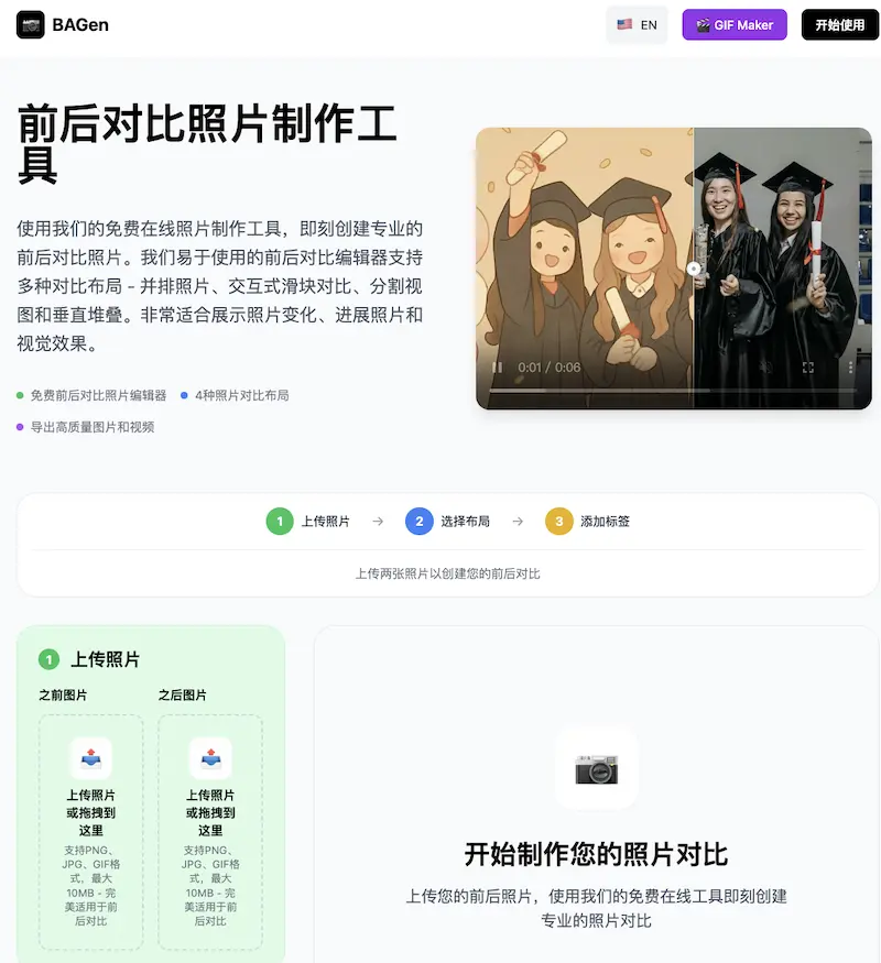 BAGen:照片前后对比在线制作工具,轻松搞定照片差异比较