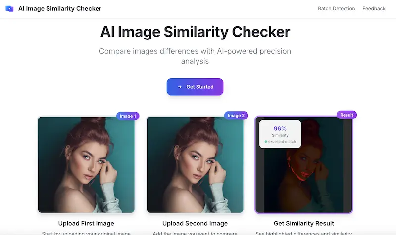AI Image Similarity Checker：图片对比相似度在线工具，精准比较图片的差异